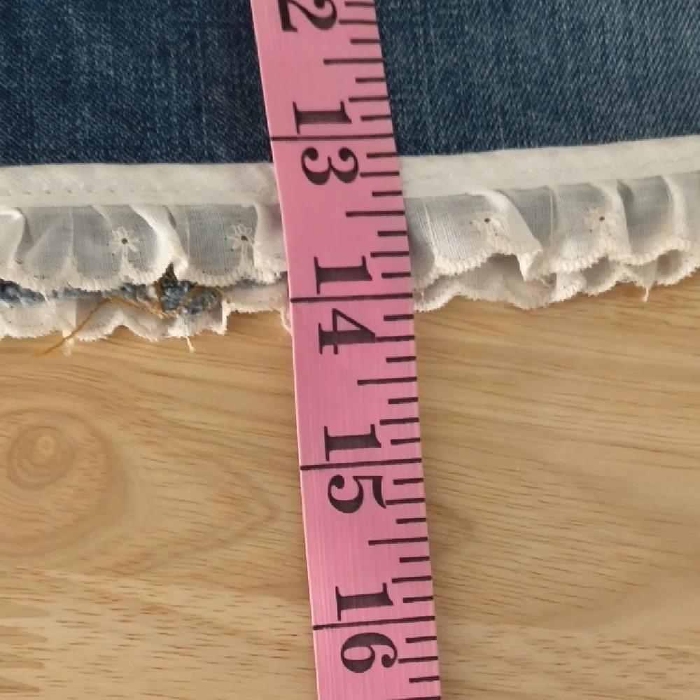 American Eagle Outfitters Denim And Lace Y2K Style Mini Skirt Size 4